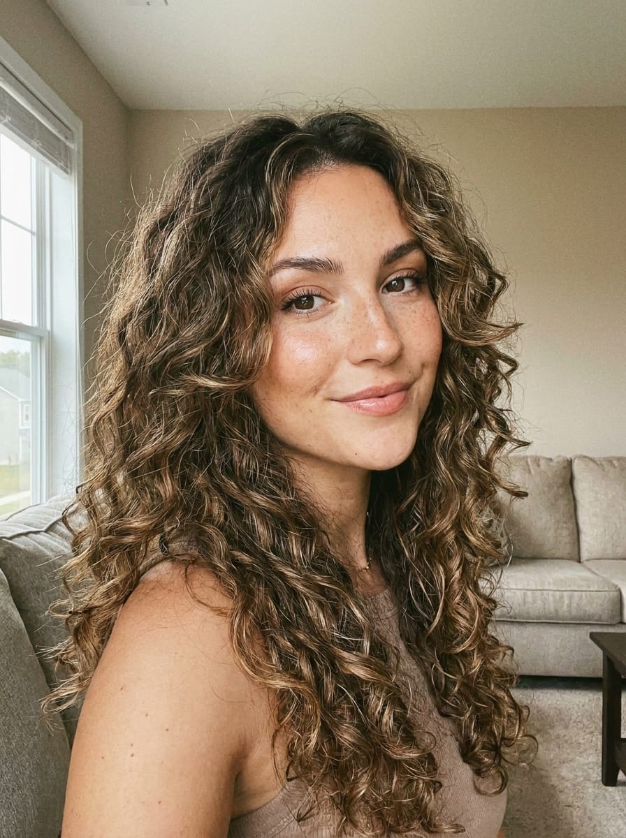 Locken mit langem Face-Framing - Locken Frisur für lange Haare